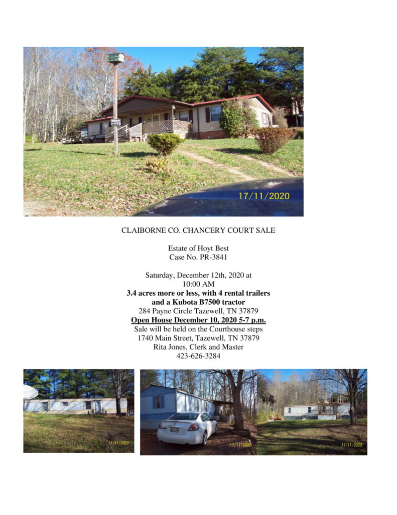 Chancery Court Property Sale Claiborne County